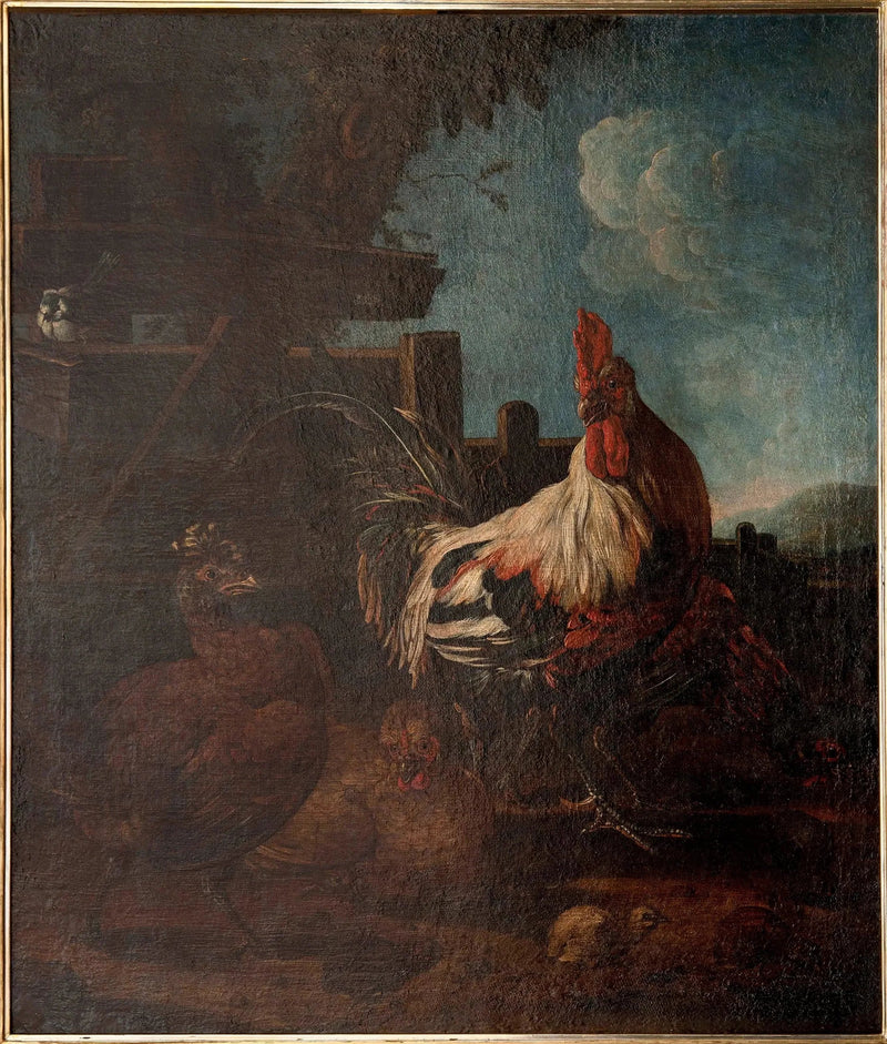 Haan met kippen en kuikens - Melchior de Hondecoeter