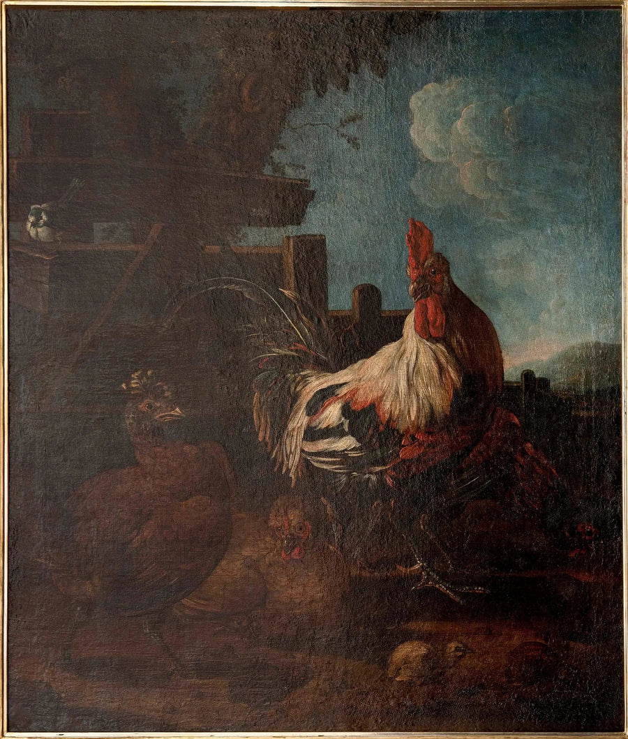 Haan met kippen en kuikens - Melchior de Hondecoeter