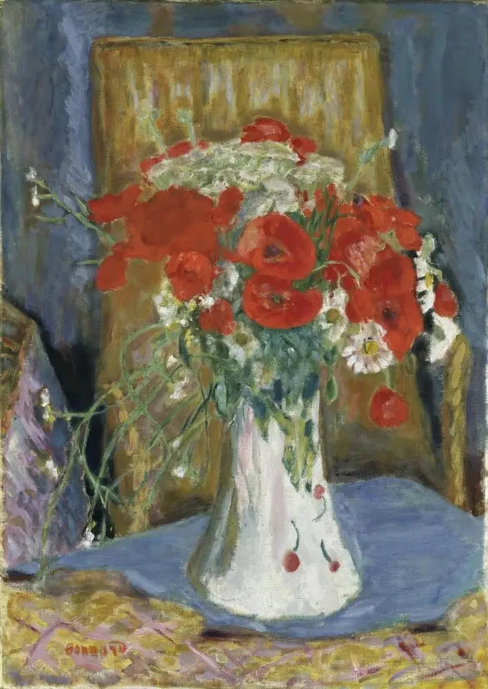 Klaprozen in een vaas - Pierre Bonnard