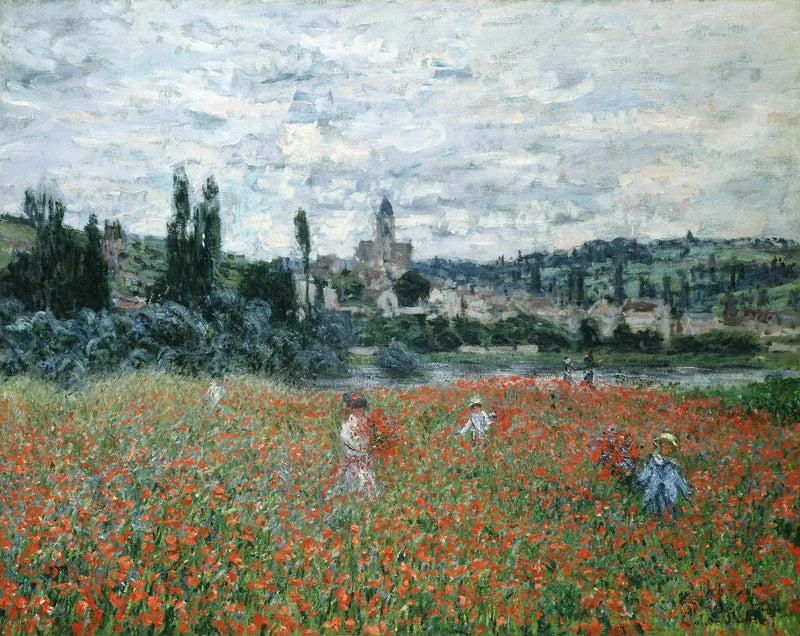 Papaverveld bij Vétheuil W536 - Claude Monet