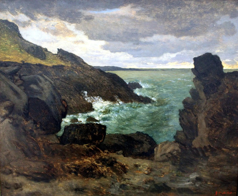 Rotsachtige kust bij Gréville - Jean-François Millet