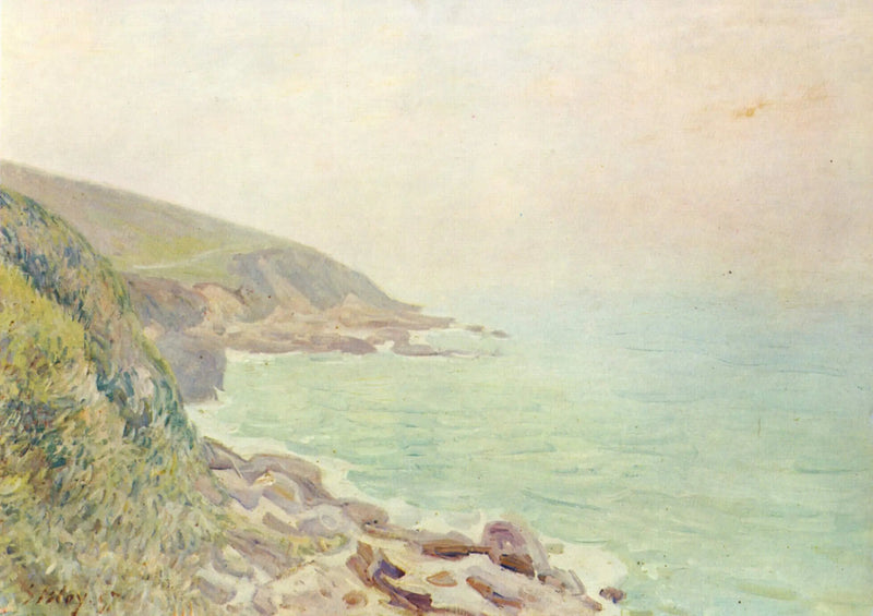 Kusten van Wales in de mist - Alfred Sisley