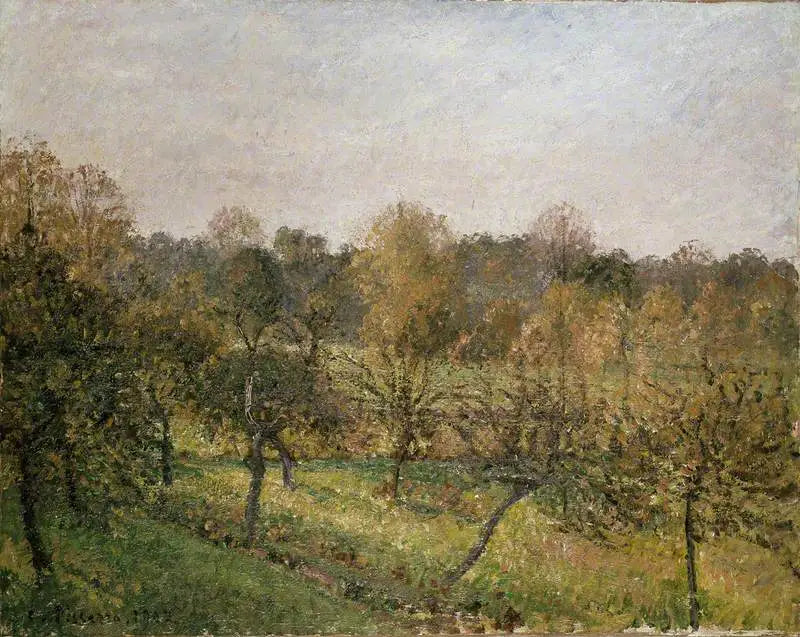 Zonsondergang in Éragny-sur-Epte, herfst - Camille Pissarro