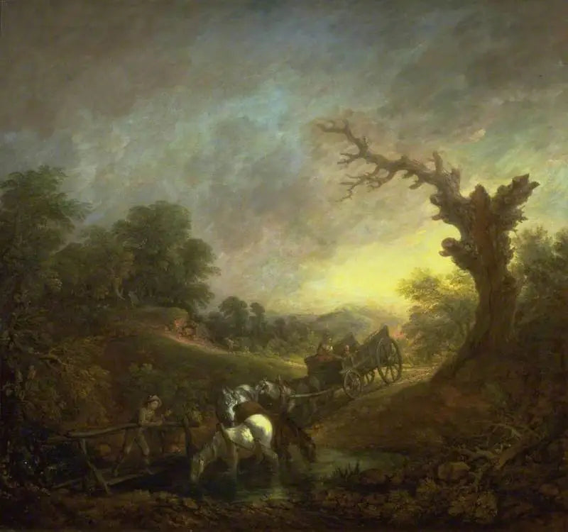 Zonsondergang: Trekpaarden drinkend aan de rand van een beek - Thomas Gainsborough

Source:
Coucher de soleil : Chevaux de trait buvant au bord d'un ruisseau - Thomas Gainsborough