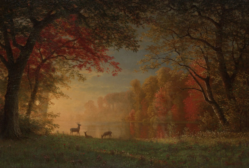 Indiase zonsondergang: hert aan de rand van een meer - Albert Bierstadt

Source:
Coucher de soleil indien : cerf au bord d'un lac - Albert Bierstadt