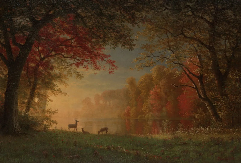 Indiase zonsondergang: hert aan de rand van een meer - Albert Bierstadt

Source:
Coucher de soleil indien : cerf au bord d'un lac - Albert Bierstadt
