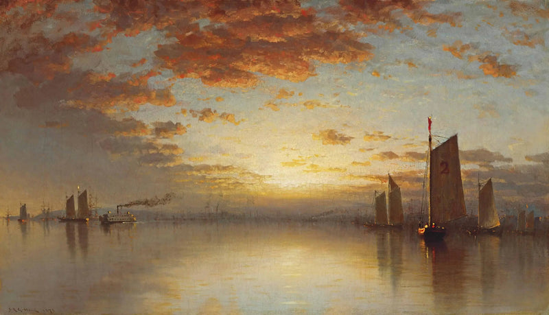 Zonsondergang boven de baai van New York - Sanford Robinson Gifford