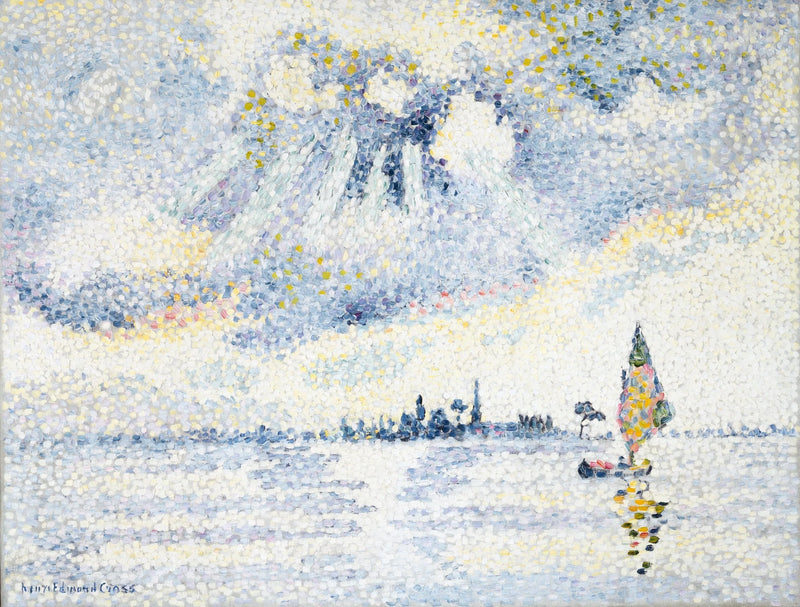 Zonsondergang boven de lagune van Venetië - Henri-Edmond Cross