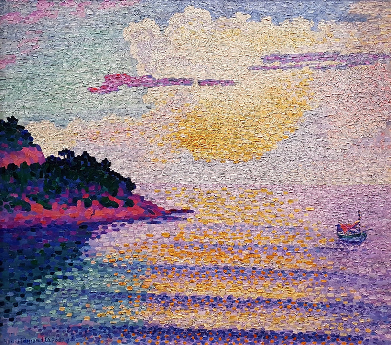 Zonsondergang boven de zee - Henri-Edmond Cross