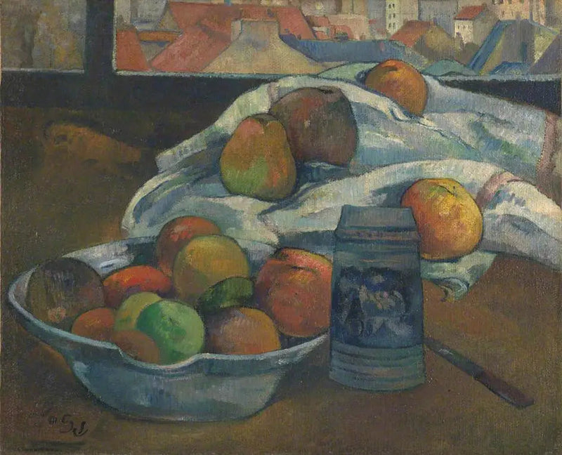 Fruitschaal en karaf voor het raam - Paul Gauguin