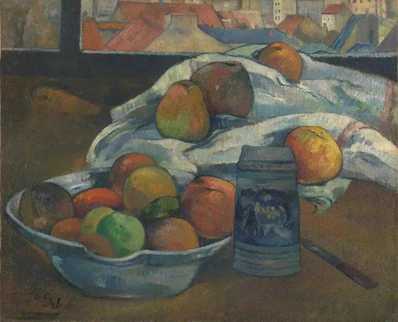 Fruitschaal en karaf voor het raam - Paul Gauguin