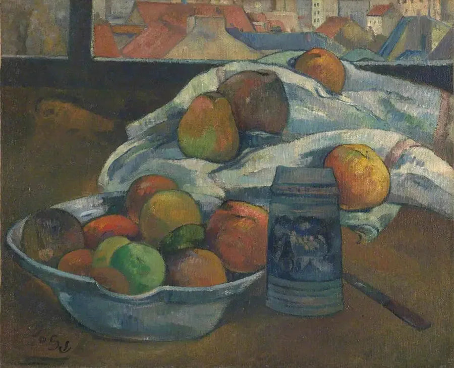 Fruitschaal en karaf voor het raam - Paul Gauguin