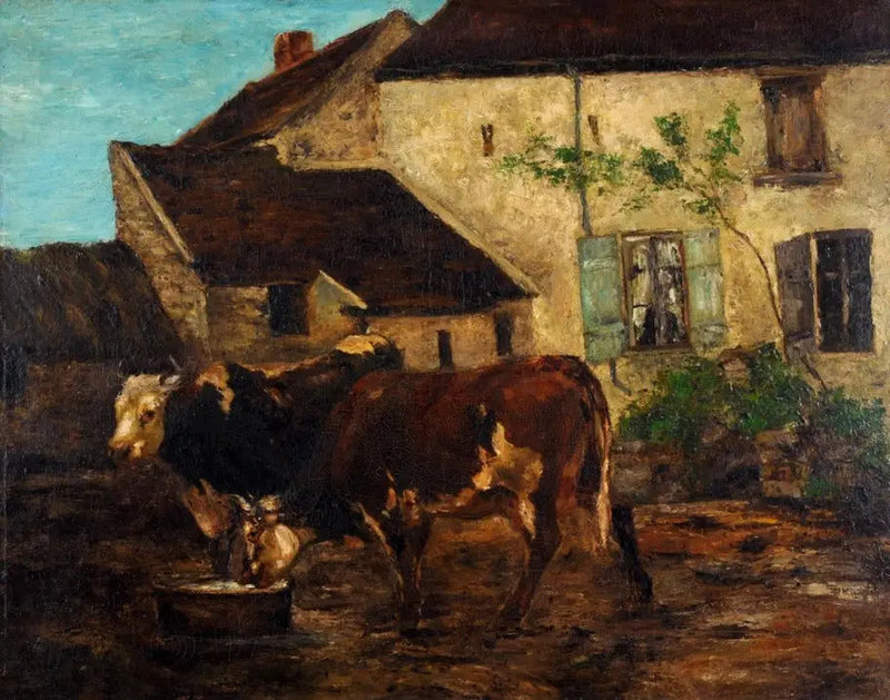 Boerderijplein bij Étretat - Gustave Courbet