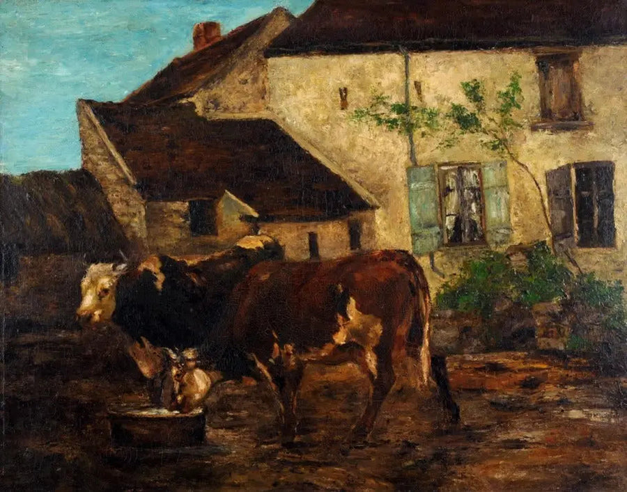 Boerderijplein bij Étretat - Gustave Courbet