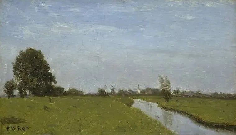 Waterloop in Nederland. Vlakland - Jean-Baptiste Camille Corot