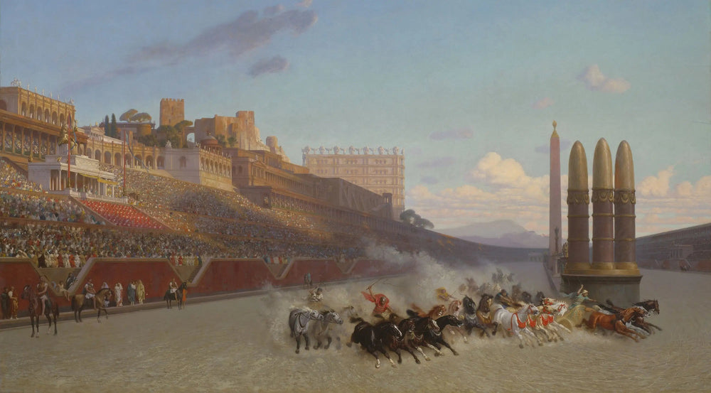 Reproduction du tableau « Course de chars - Jean-Léon Gérôme » par Alpha Reproduction en peinture à l’huile