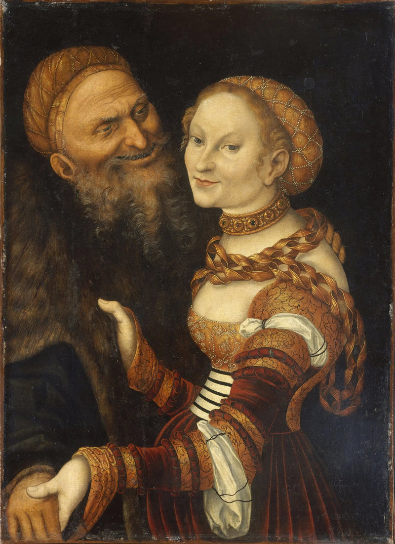 Courtesane en Oudere man - Lucas Cranach de Oude
