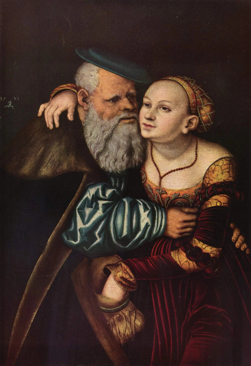 Courtesane en oude man - Lucas Cranach de Oudere