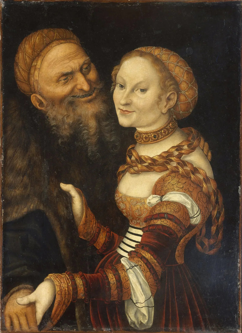 Courtesane en Oudere man - Lucas Cranach de Oude