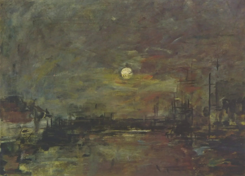 Schemering op de Handelsvijver in Le Havre - Eugène Boudin
