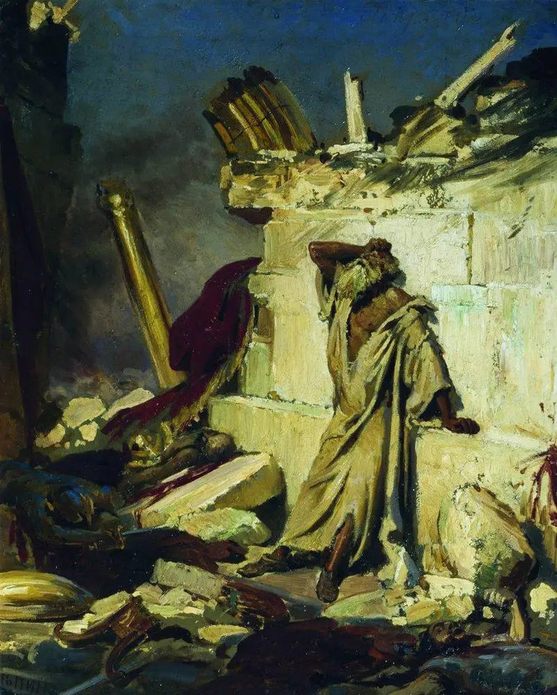 Profet Jeremia's klaagzang op de ruïnes van Jeruzalem - Ilya Repin