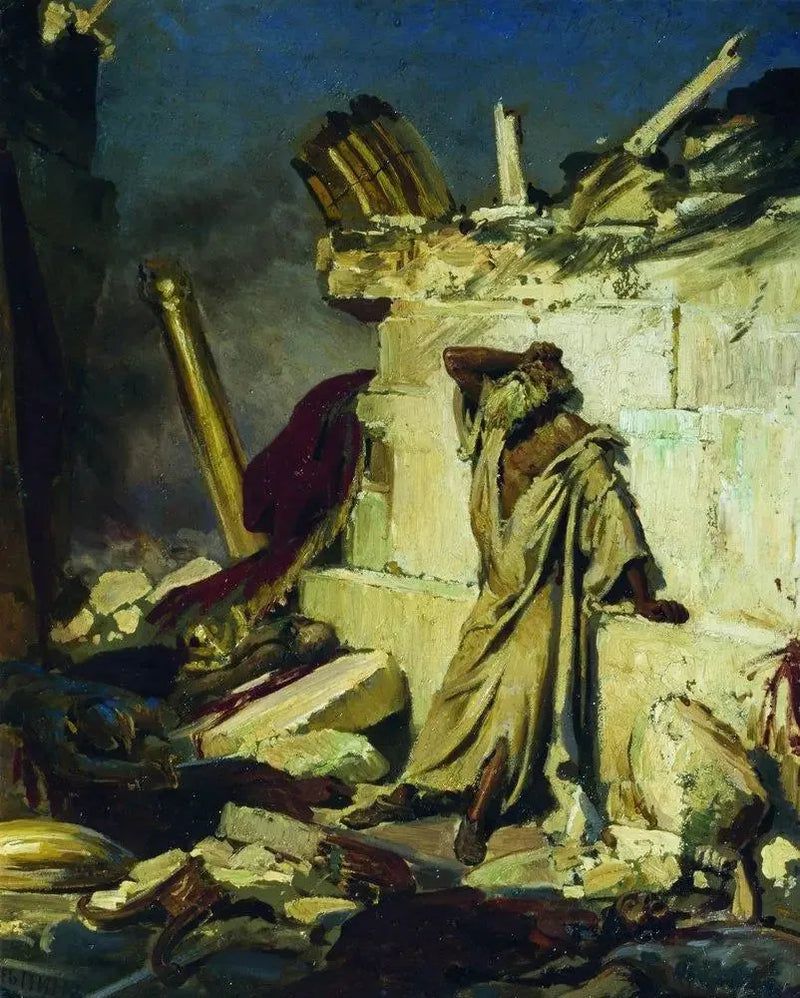 Profet Jeremia's klaagzang op de ruïnes van Jeruzalem - Ilya Repin