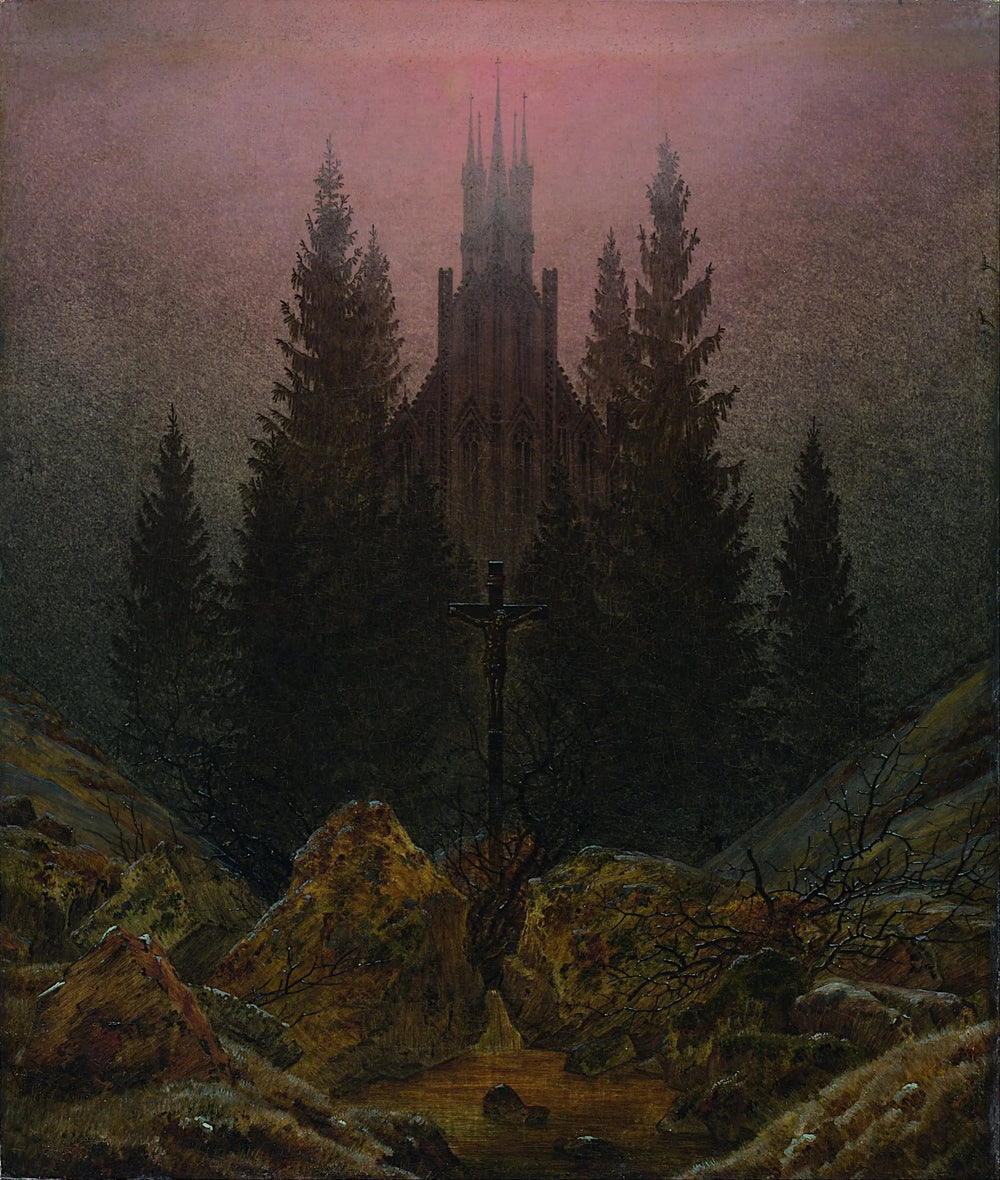 Croix et cathédrale dans la montagne - Caspar David Friedrich image 1 tableau peint à l’huile sur toile