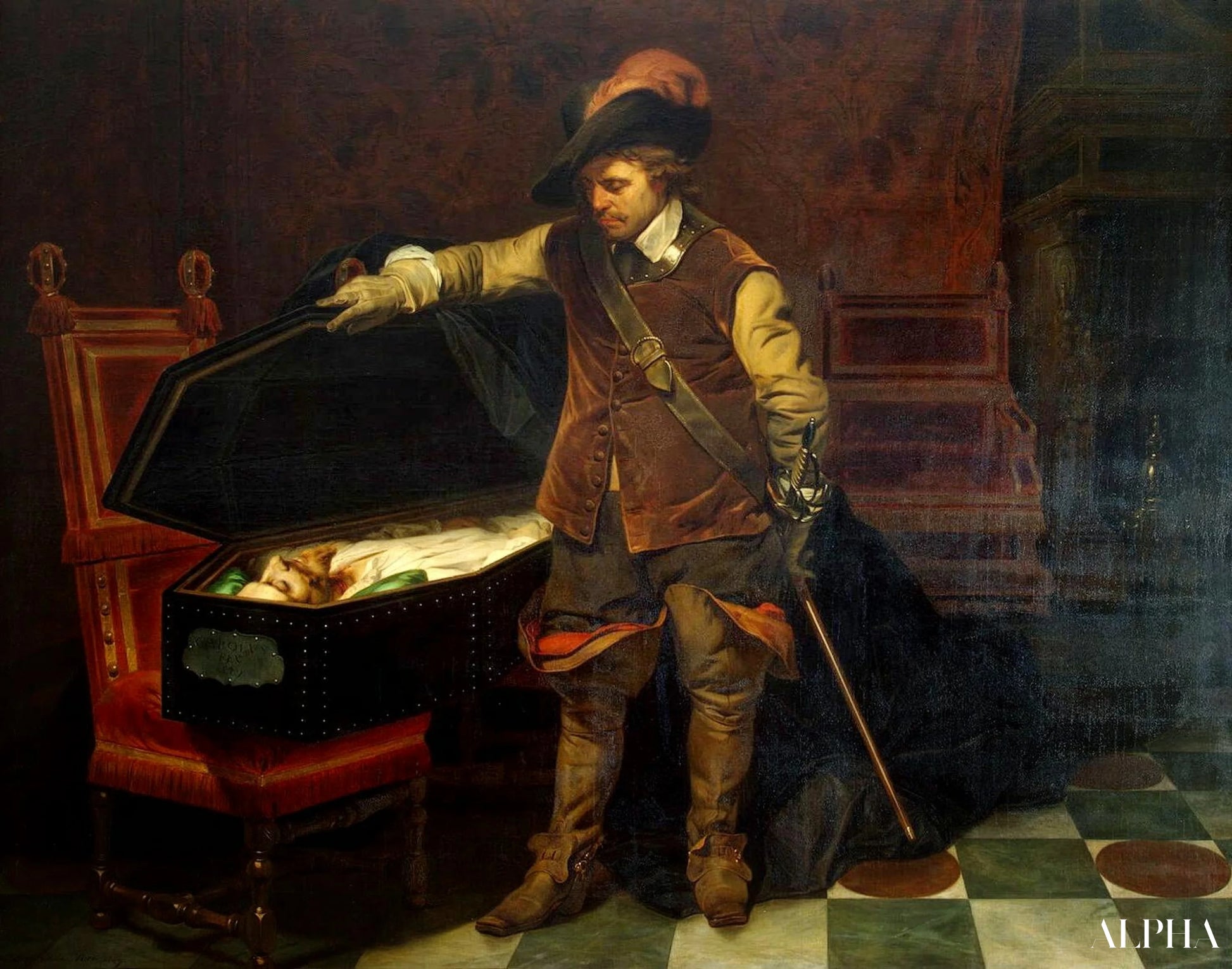 Cromwell en het lijk van Charles I - Paul Delaroche - Reproducties van schilderijen en hoogwaardige schilderijen