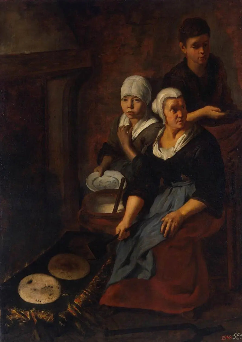 Bakken van platte pannenkoeken - Bartolomé Esteban Murillo

Source:
Cuisson de galettes plates - Bartolomé Esteban Murillo