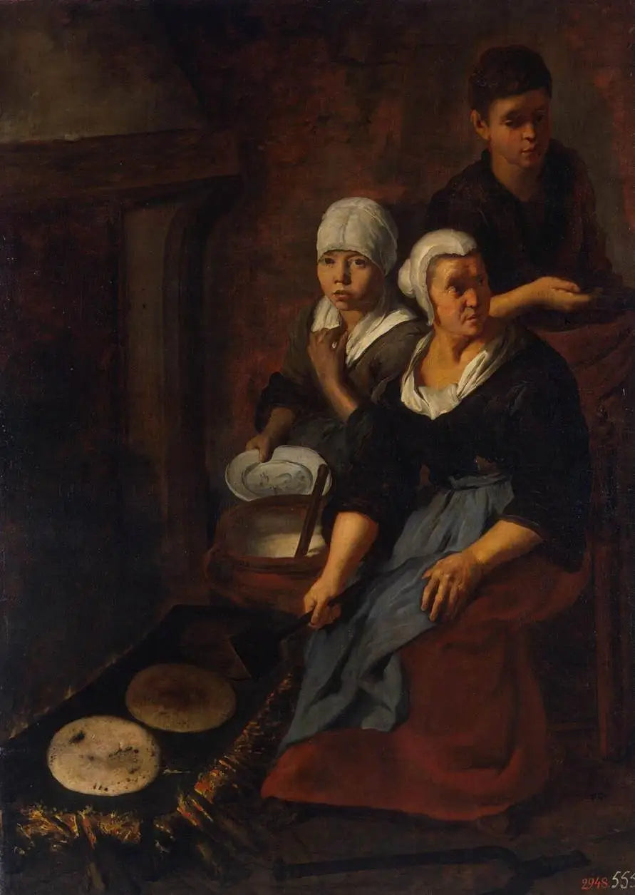 Bakken van platte pannenkoeken - Bartolomé Esteban Murillo

Source:
Cuisson de galettes plates - Bartolomé Esteban Murillo