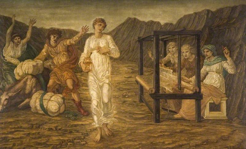 Cupido en Psyche - Groene muurschilderingen van het paleis - Edward Burne-Jones