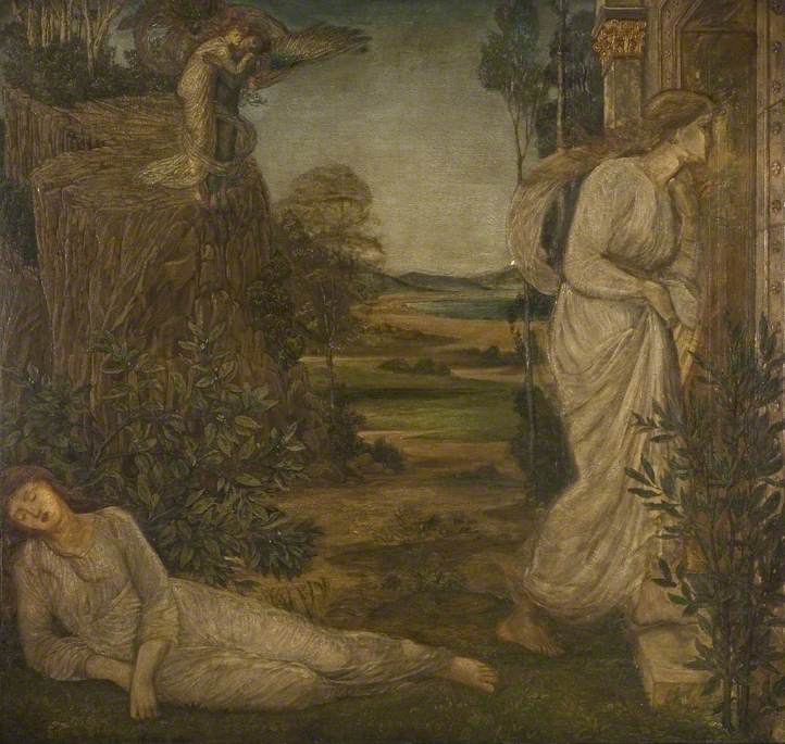 Cupido en Psyche - Groene muurschilderingen van het paleis - Edward Burne-Jones