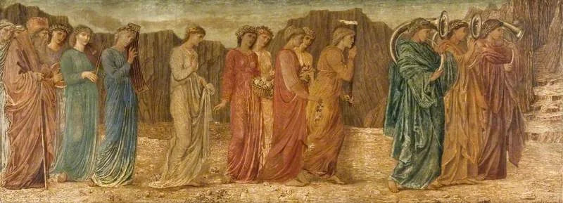 Cupido en Psyche - Groene muurschilderingen van het paleis - Edward Burne-Jones