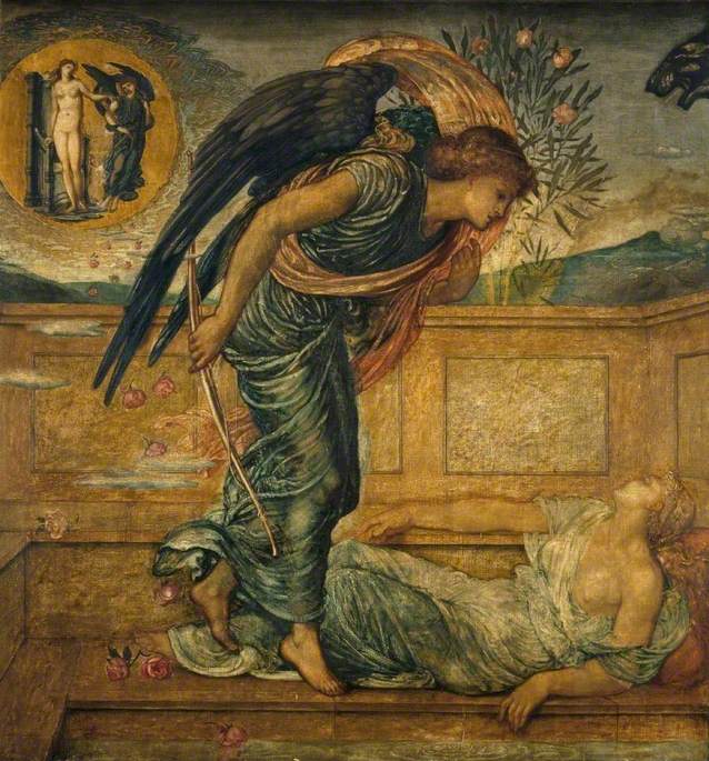 Cupido en Psyche - Groene muurschilderingen van het paleis - Edward Burne-Jones