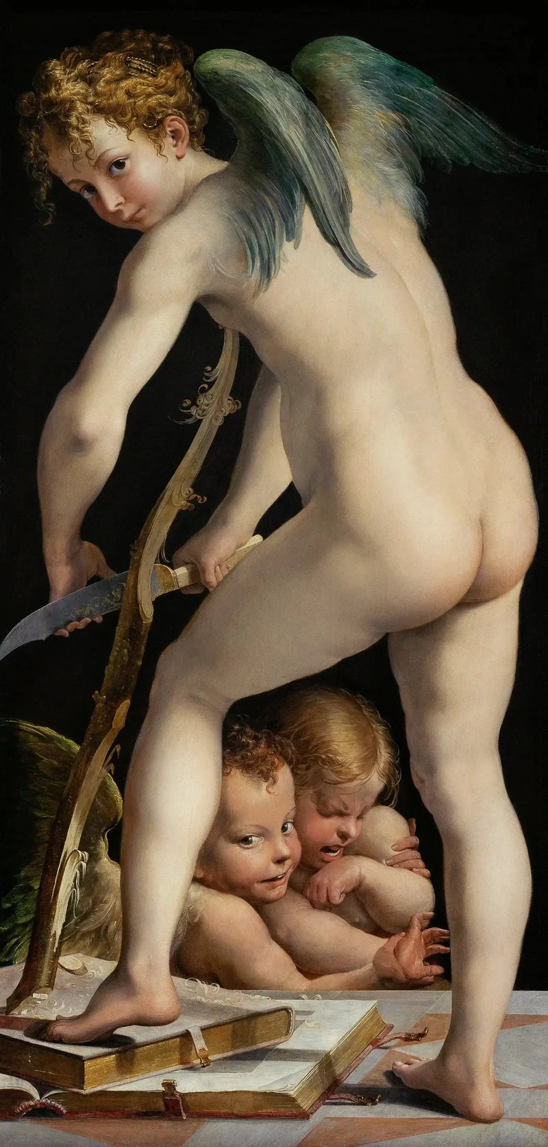 Cupidon die zijn boog maakt - Parmigianino