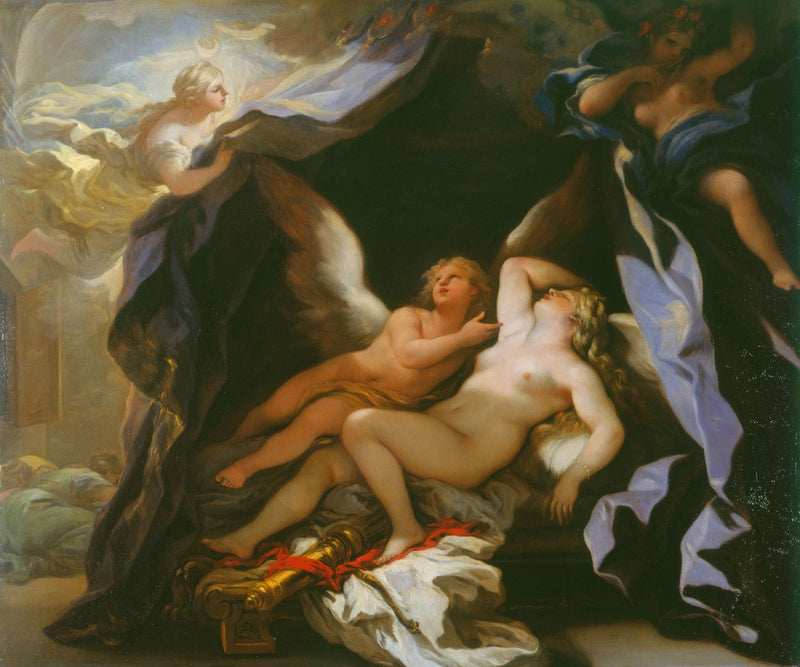 Cupido bezoekt Psyche terwijl ze slaapt - Luca Giordano