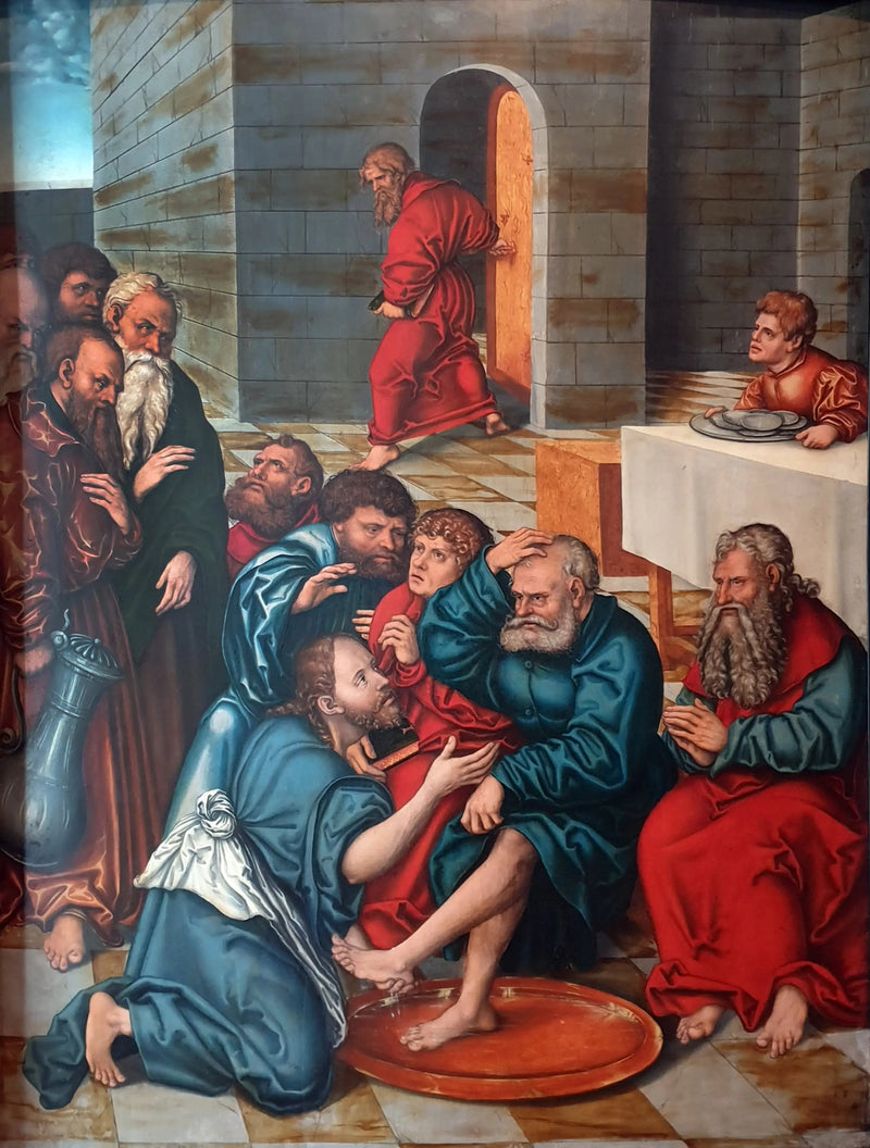 Passiecyclus: Christus wast de voeten van de apostelen - Lucas Cranach de Oudere