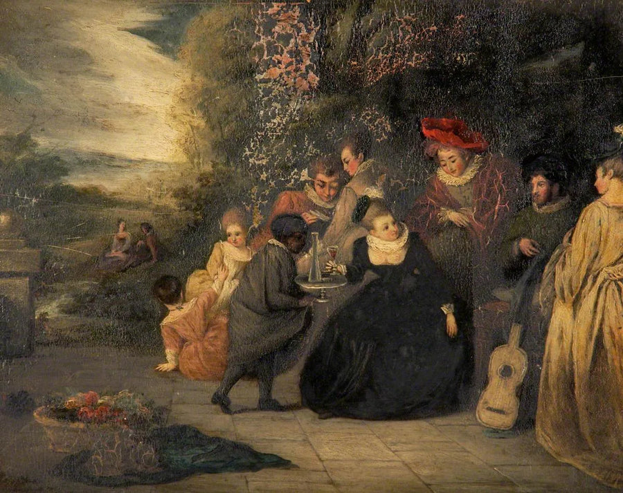 Zittende dame met een serveerster - Antoine Watteau