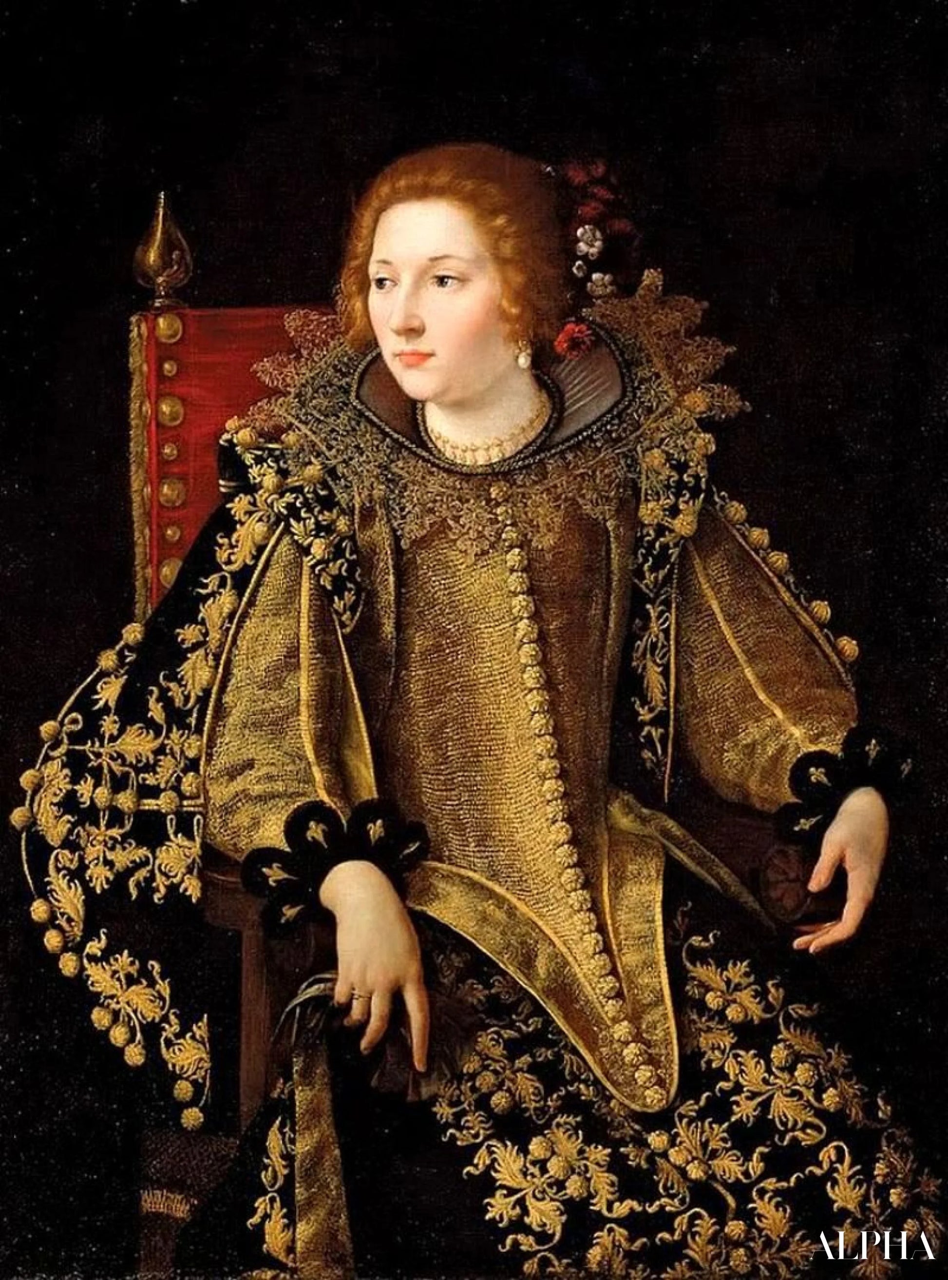 Reproduction du tableau « Dame assise de trois-quarts - Artemisia Gentileschi » par Alpha Reproduction en peinture à l’huile