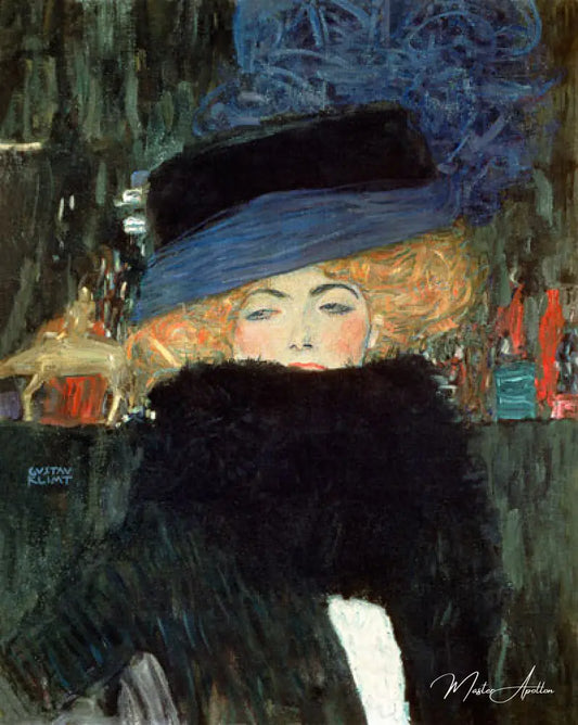 Dame avec le chapeau et le boa - Gustav Klimt - Reproductions de tableaux et peintures haut de gamme