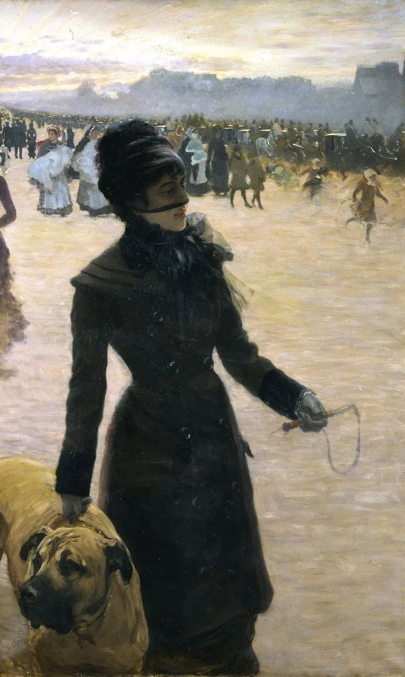 Dame met een hond - Giuseppe De Nittis