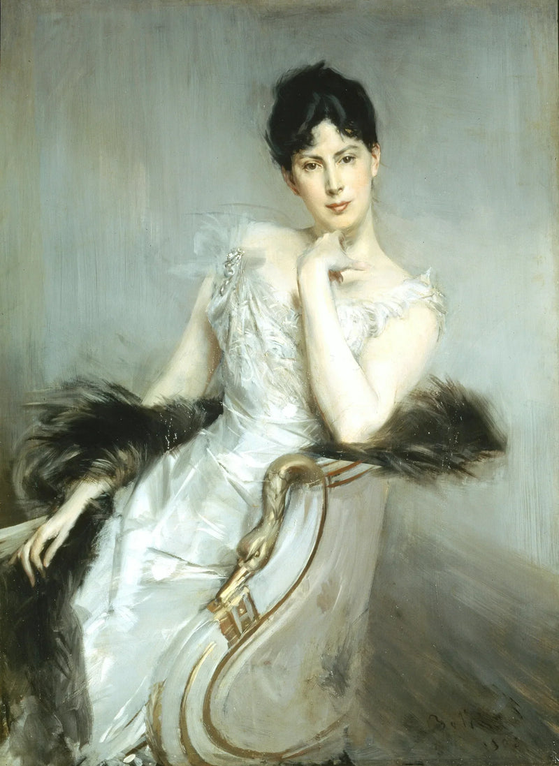 Dame in witte jurk - Giovanni Boldini