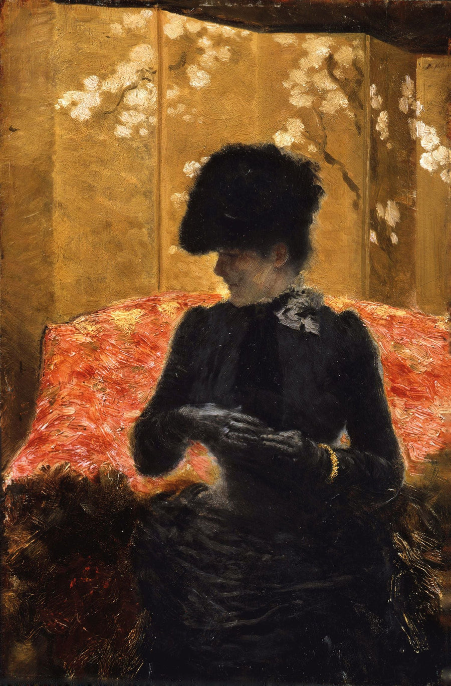 Dame op de rode bank - Giuseppe De Nittis
