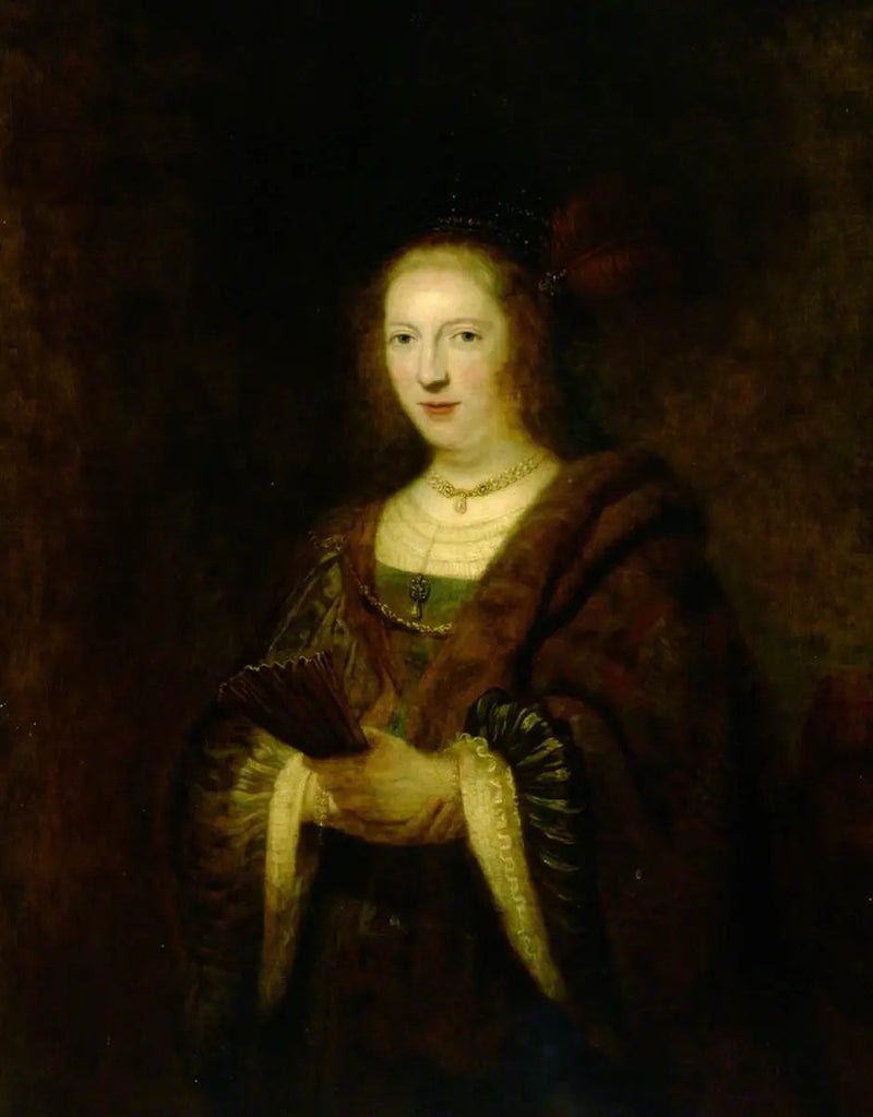 Dame met een waaier - Rembrandt