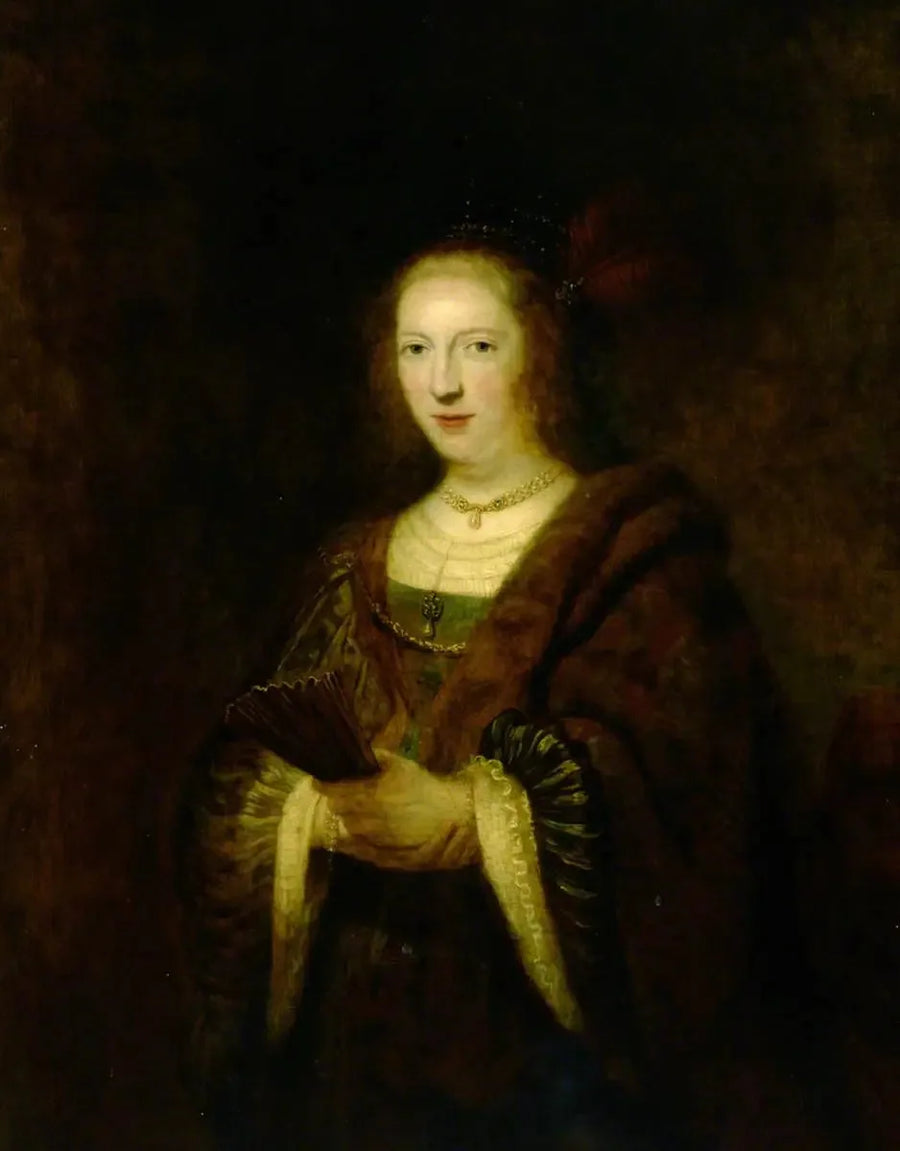 Dame met een waaier - Rembrandt
