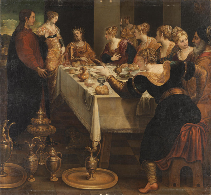 Daniel kondigt Belsazar het einde van zijn rijk aan - Jacopo Tintoretto