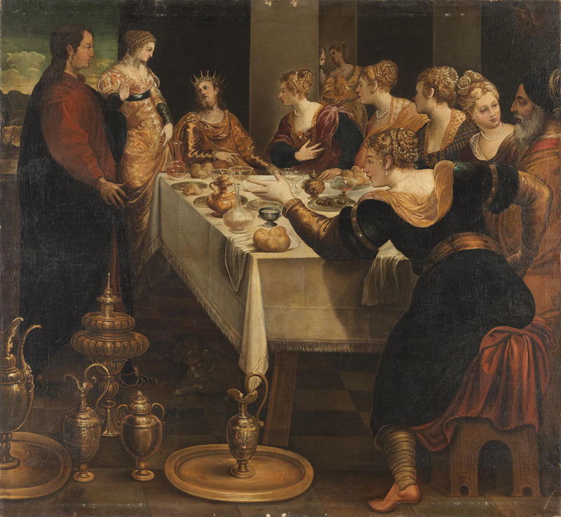 Daniel kondigt Belsazar het einde van zijn rijk aan - Jacopo Tintoretto