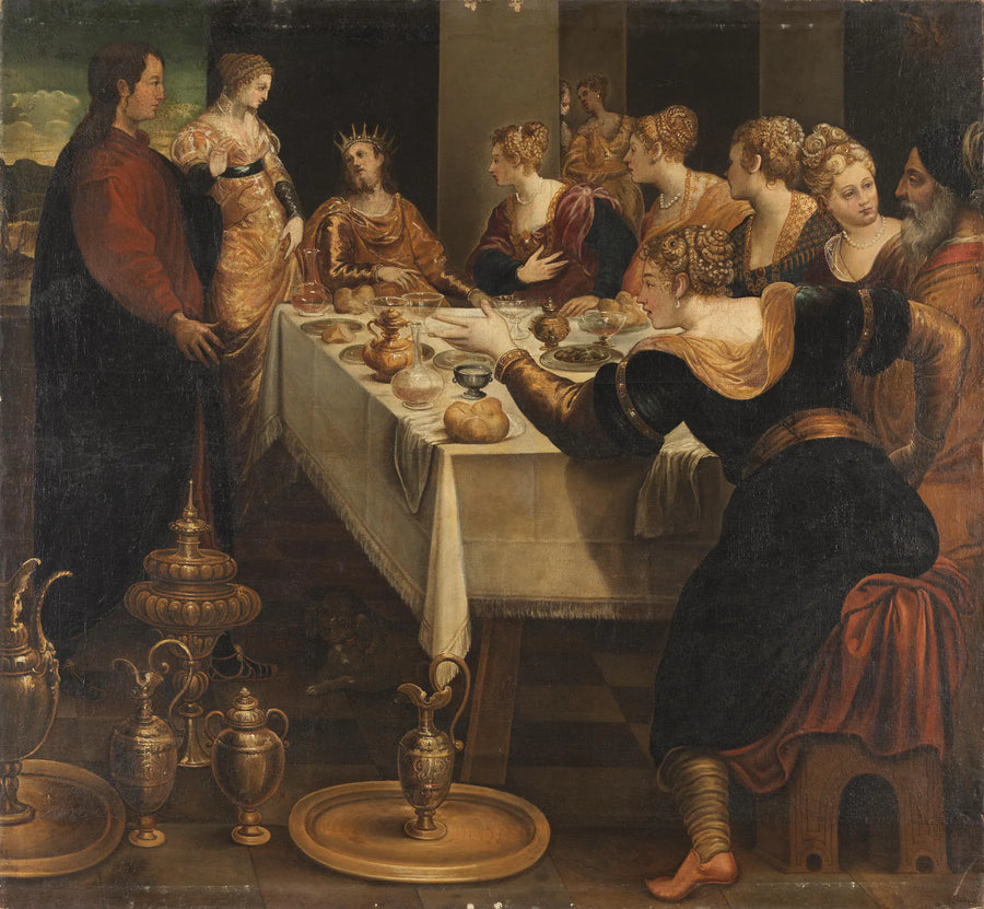 Daniel kondigt Belsazar het einde van zijn rijk aan - Jacopo Tintoretto