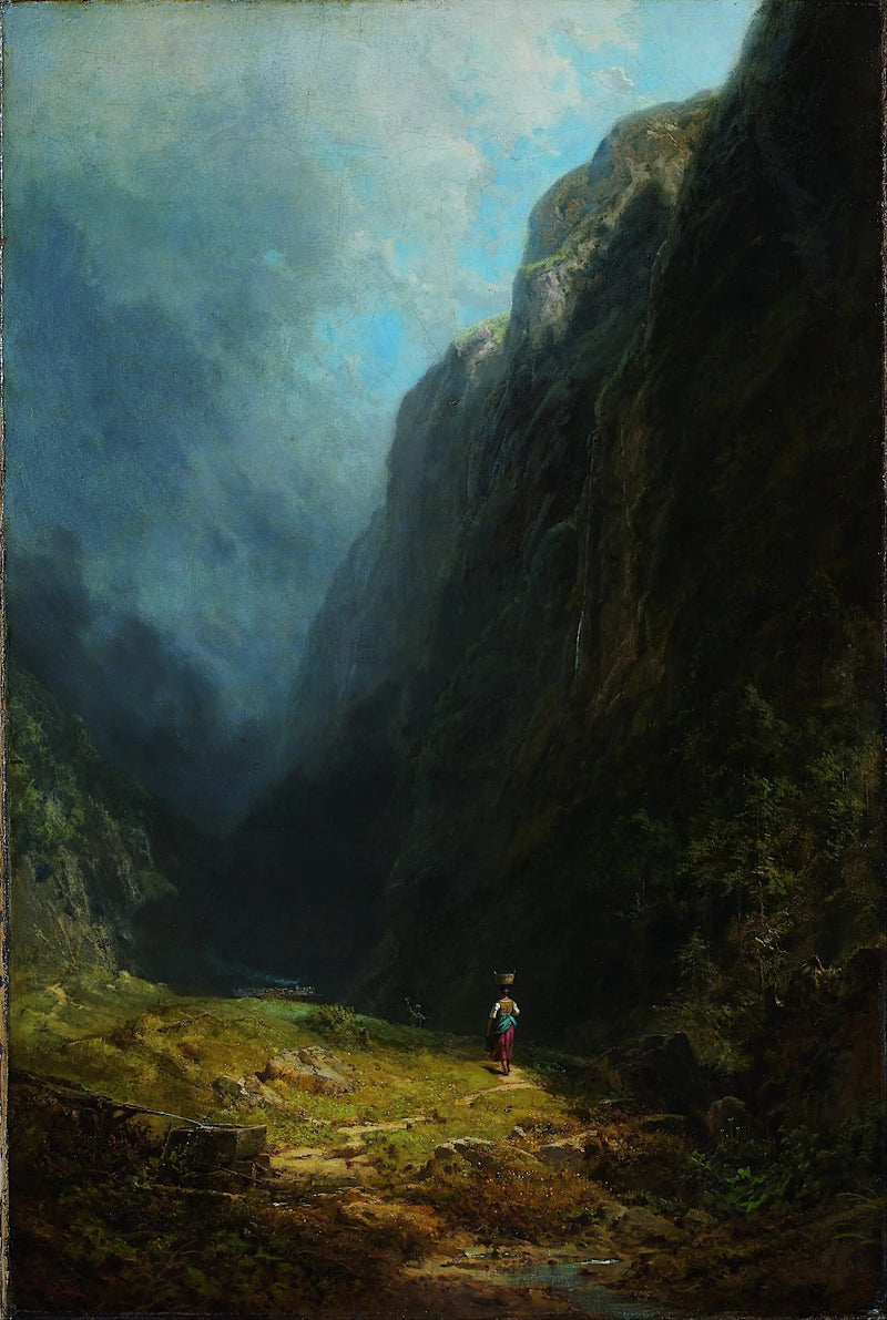 In de hoge alpine vallei (Landschap met de Wendelstein) - Carl Spitzweg