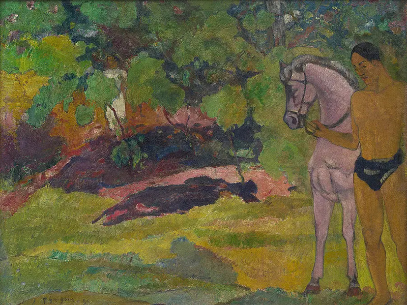 In de vanillestok, man en paard - Paul Gauguin